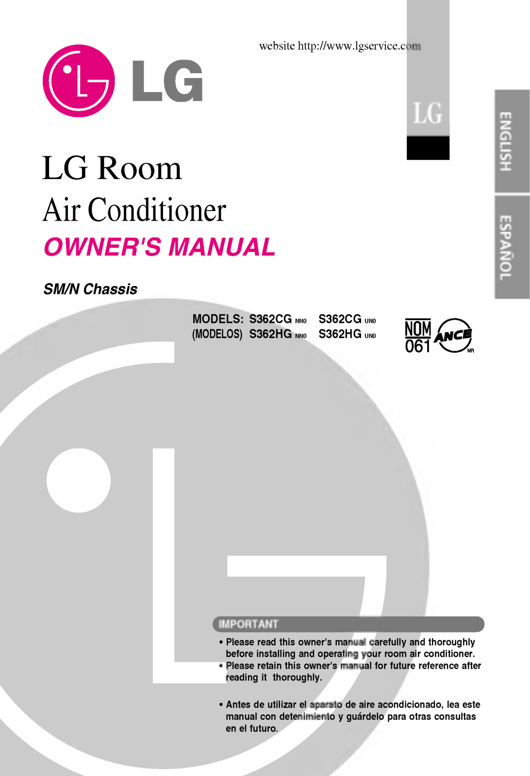 LG LSNH362NMB0 Owner's Manual