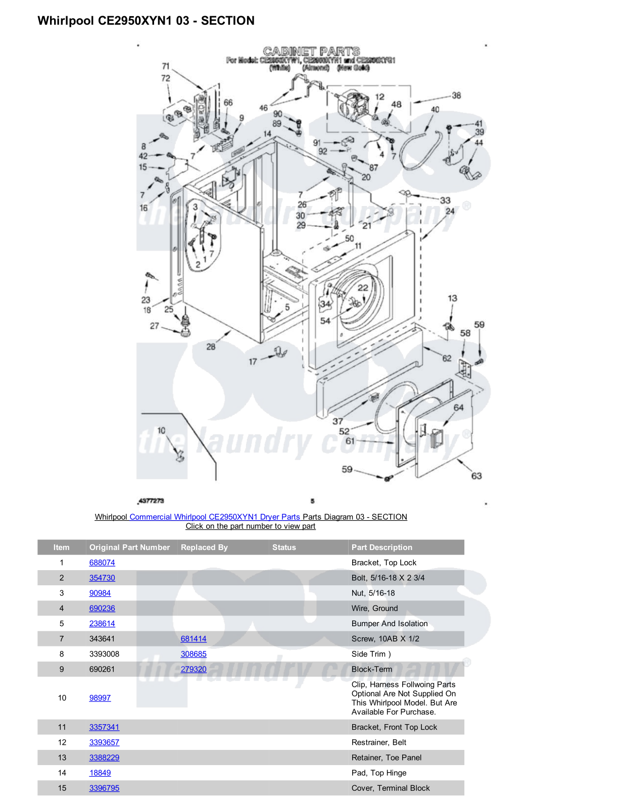 Whirlpool CE2950XYN1 Parts Diagram
