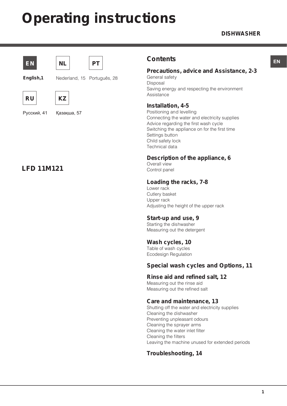 Hotpoint Ariston LFD 11M121 OCX EU User Manual