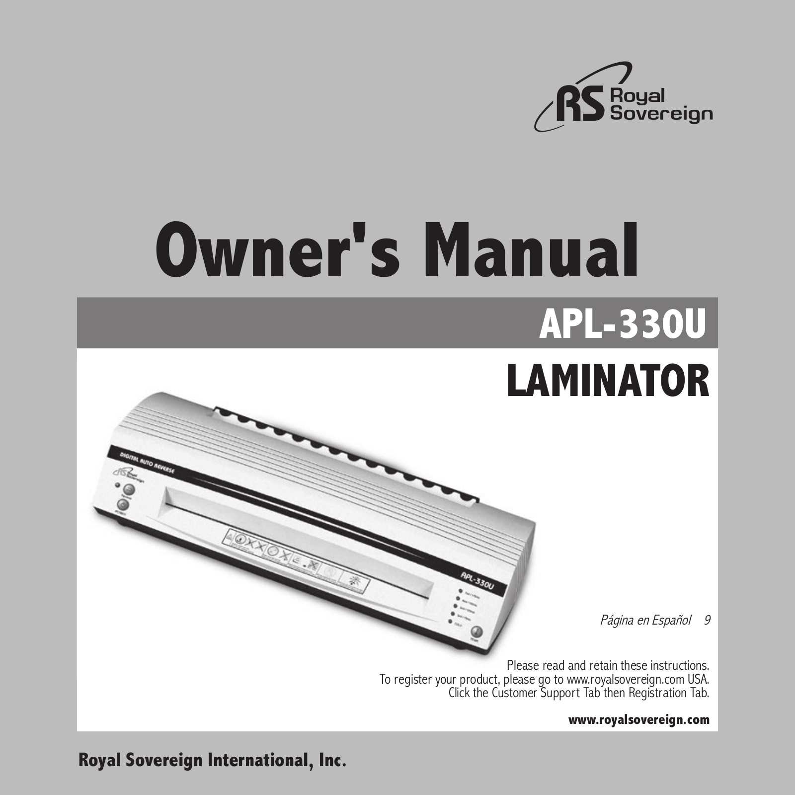 Royal Sovereign APL-330U User Manual