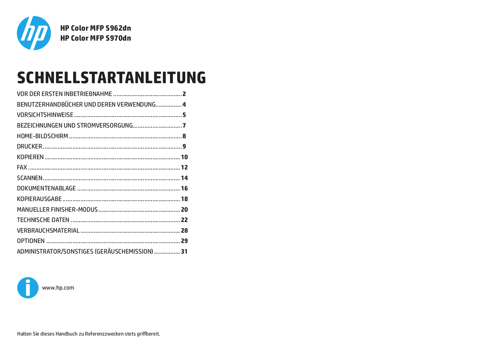 HP S962dn, S970dn QUICK START GUIDE