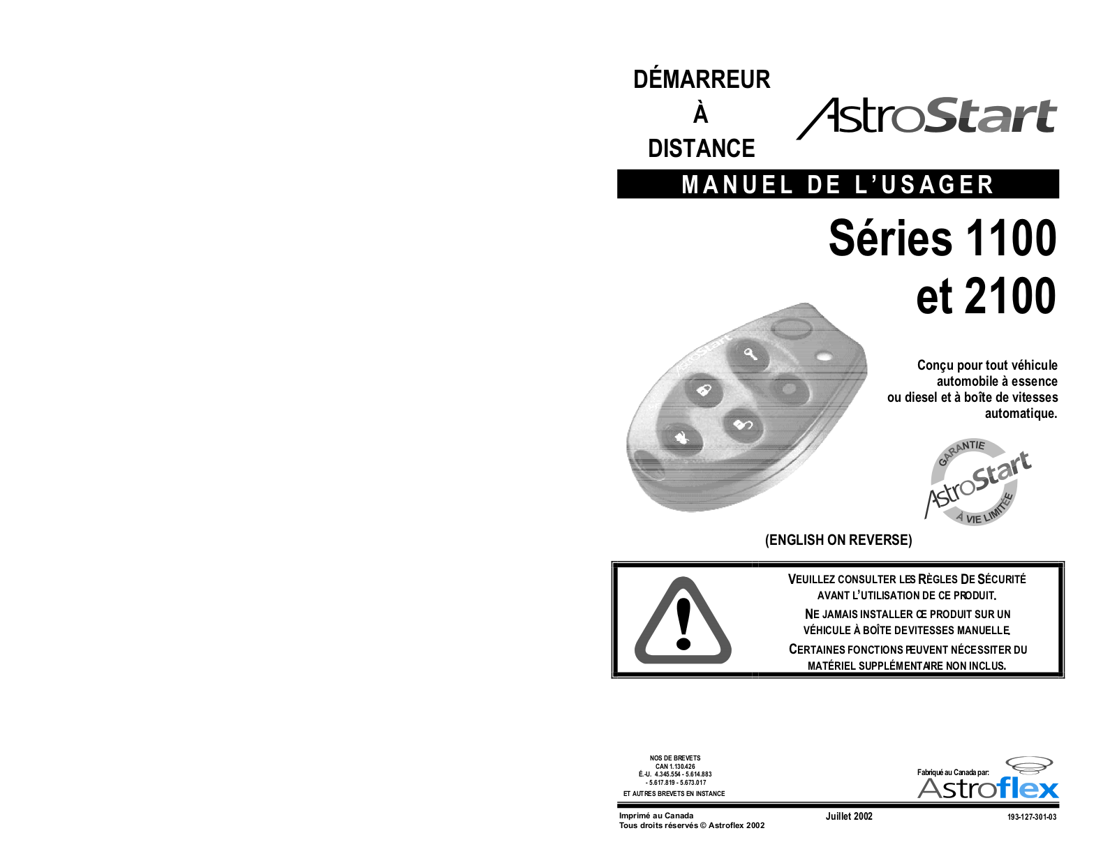 Astroflex 2106, 1105 Owner's Manual