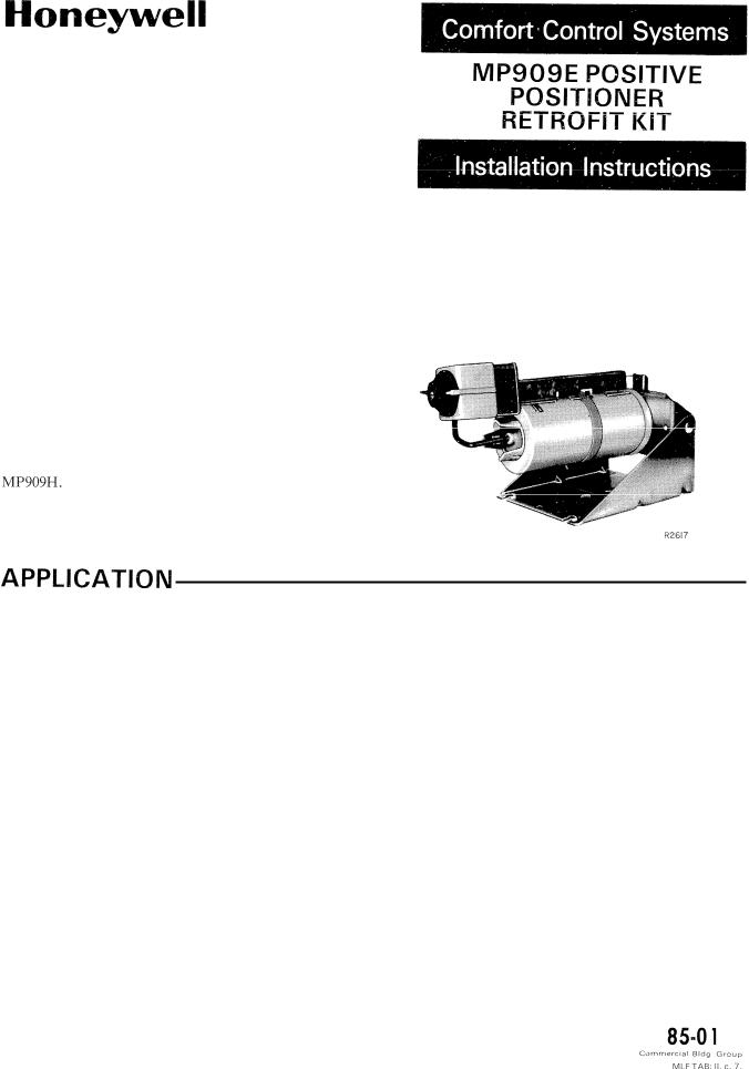 Honeywell MP909E Installation Instructions