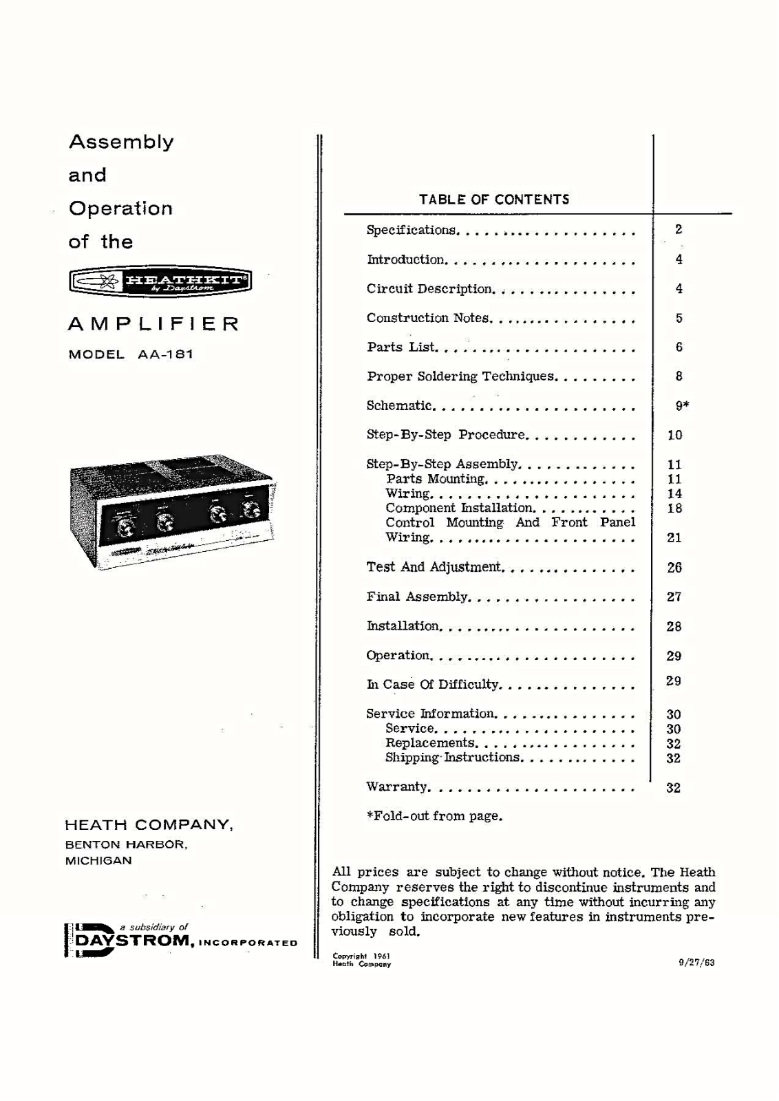 Heathkit AA-181 Service Manual