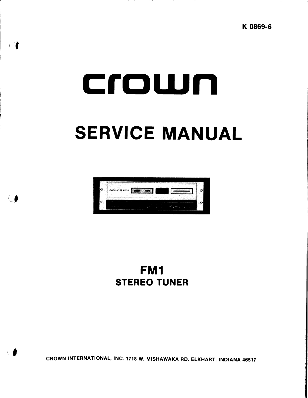 Crown FM-1 Service manual