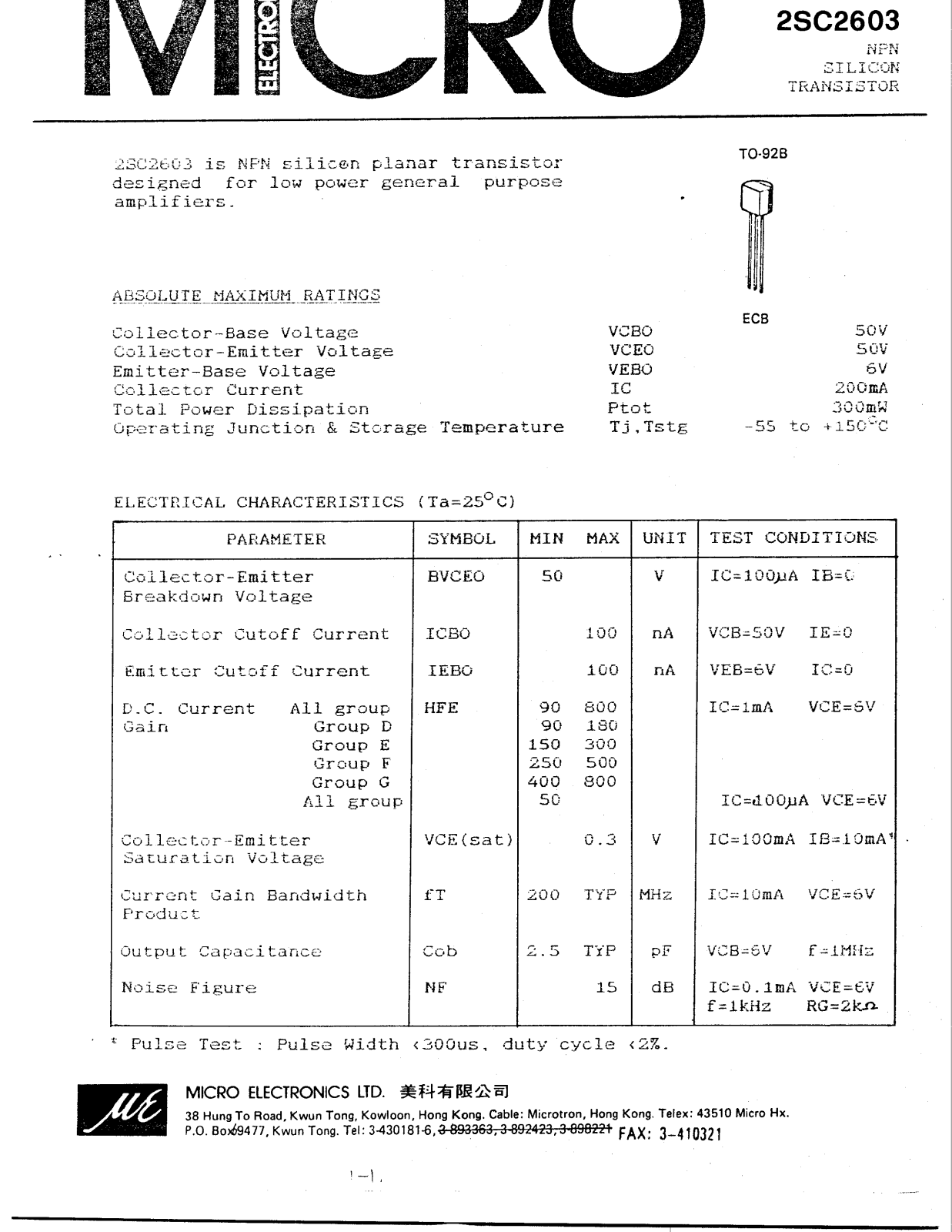 ME 2SC2603 Datasheet