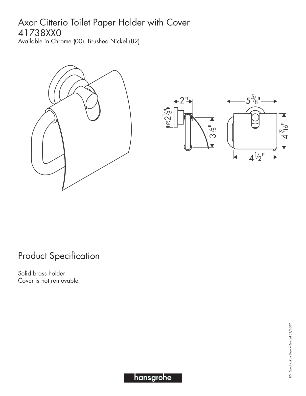 Hans Grohe 41738XX0 User Manual