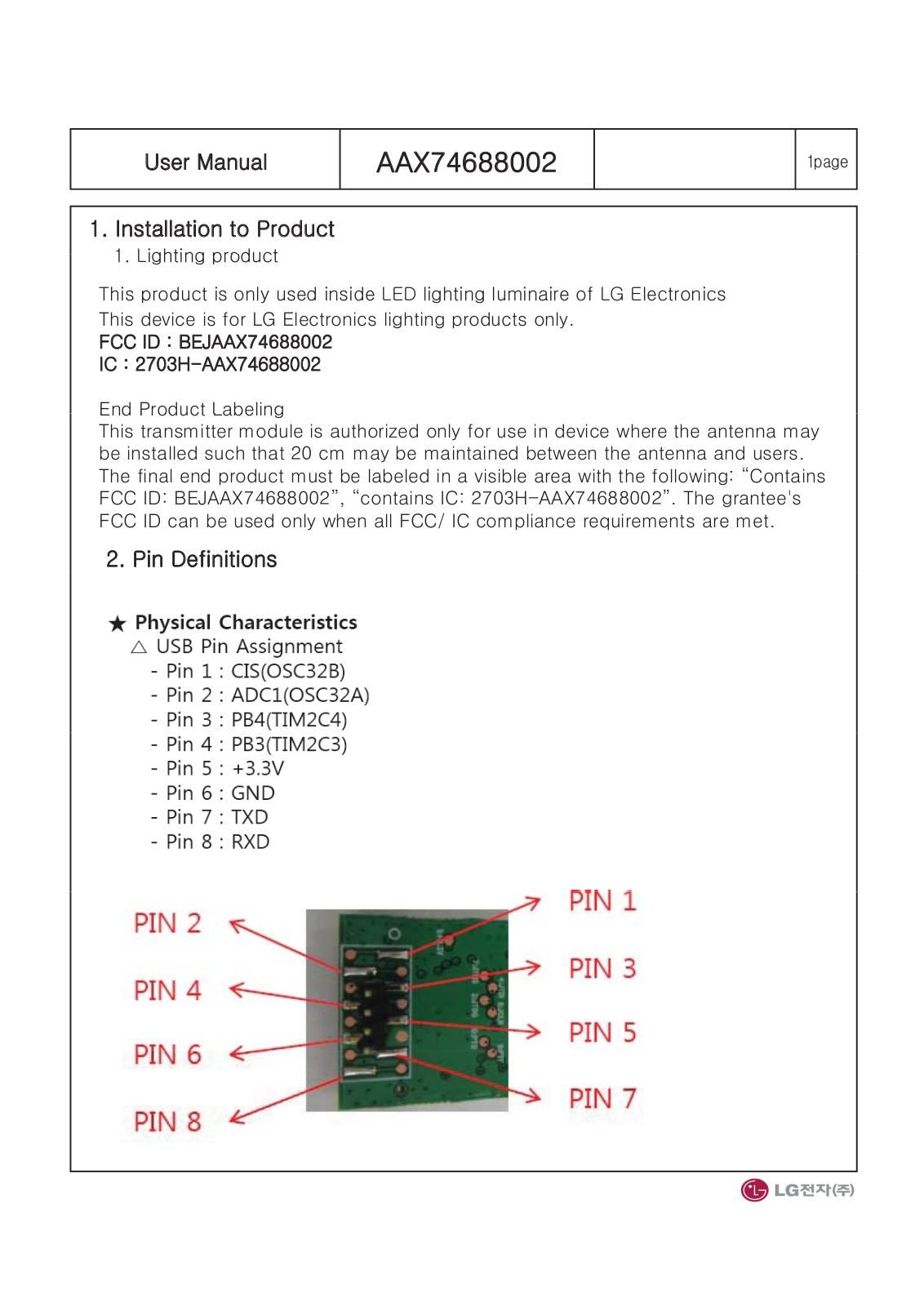 LG AAX74688002 User Manual