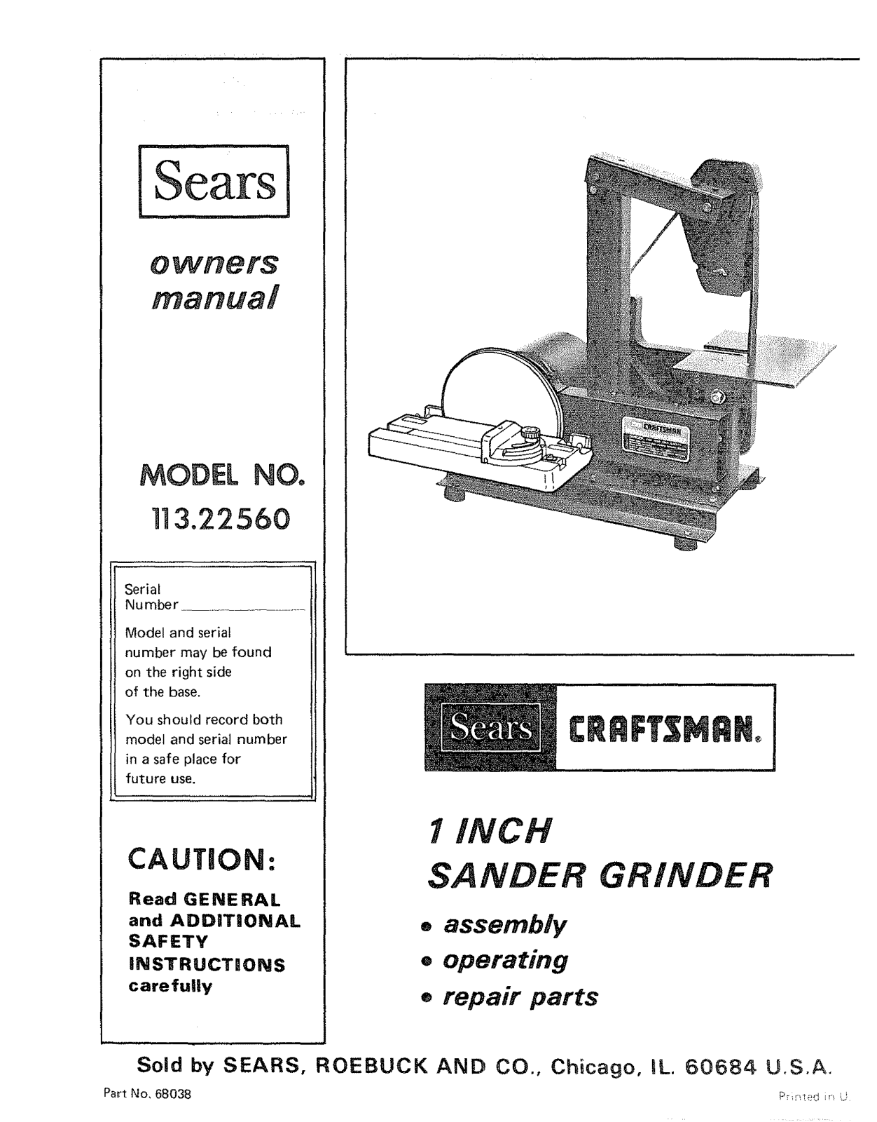 Craftsman 113.22560 User Manual