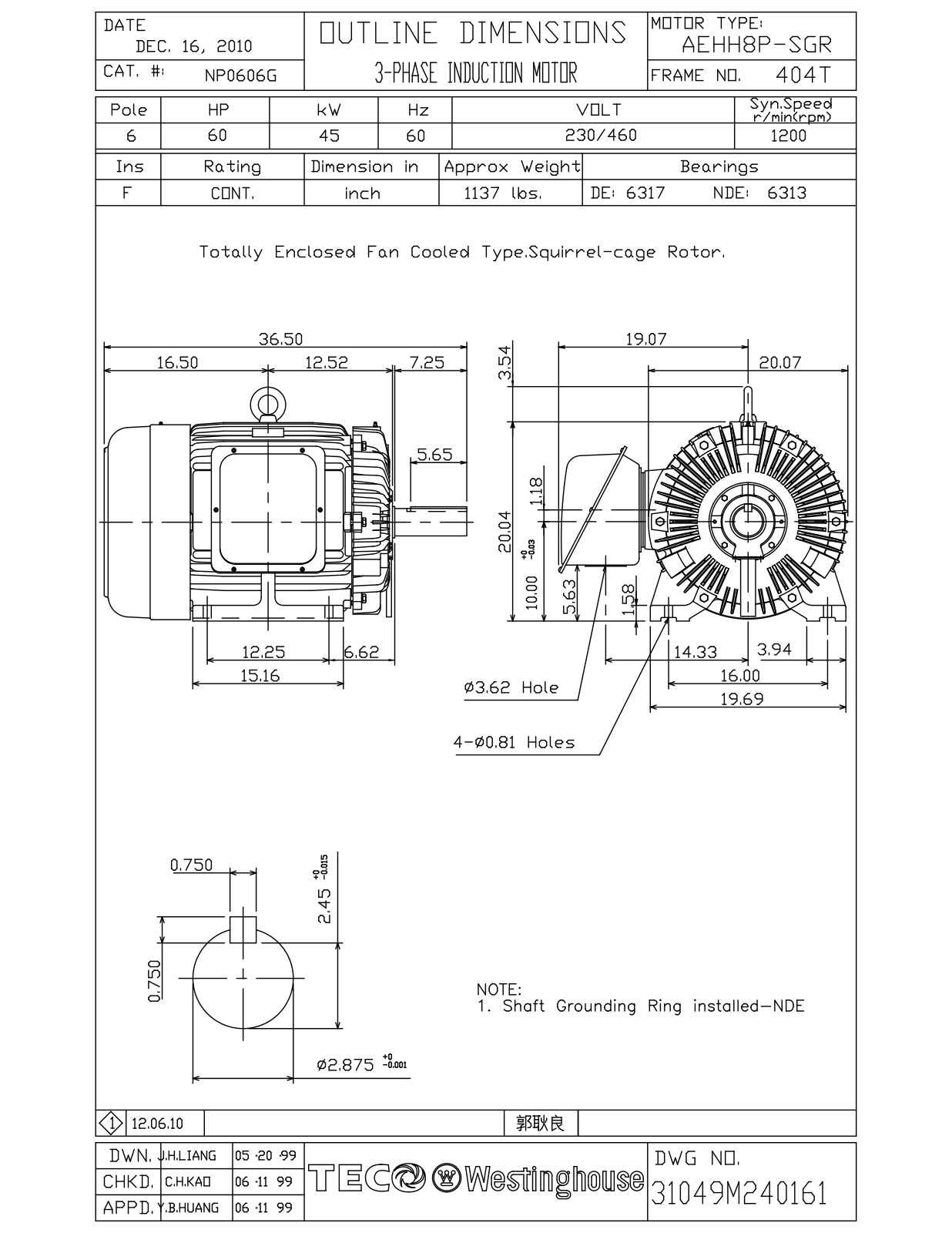 Teco NP0606G Reference Drawing