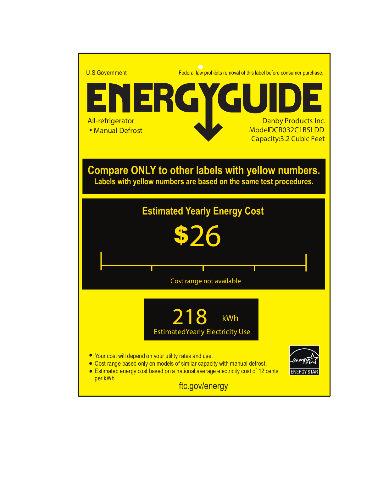 Danby DCR032C1BSLDD Energy manual