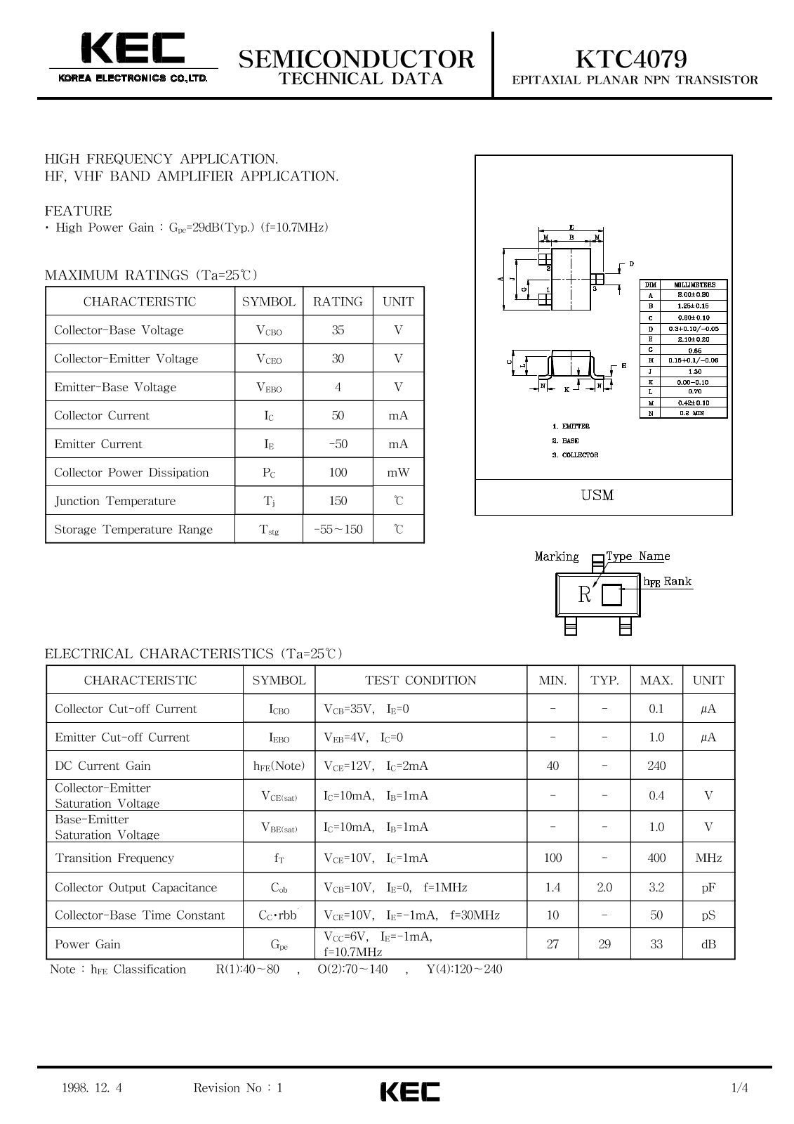 KEC KTC4079 Datasheet