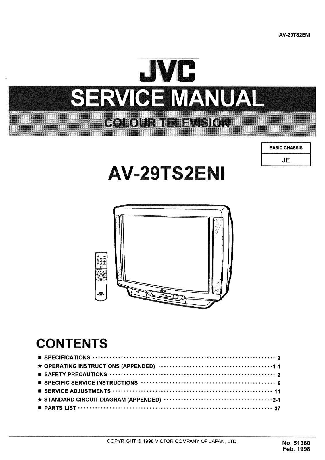 JVC av-29ts2eni Service Manual