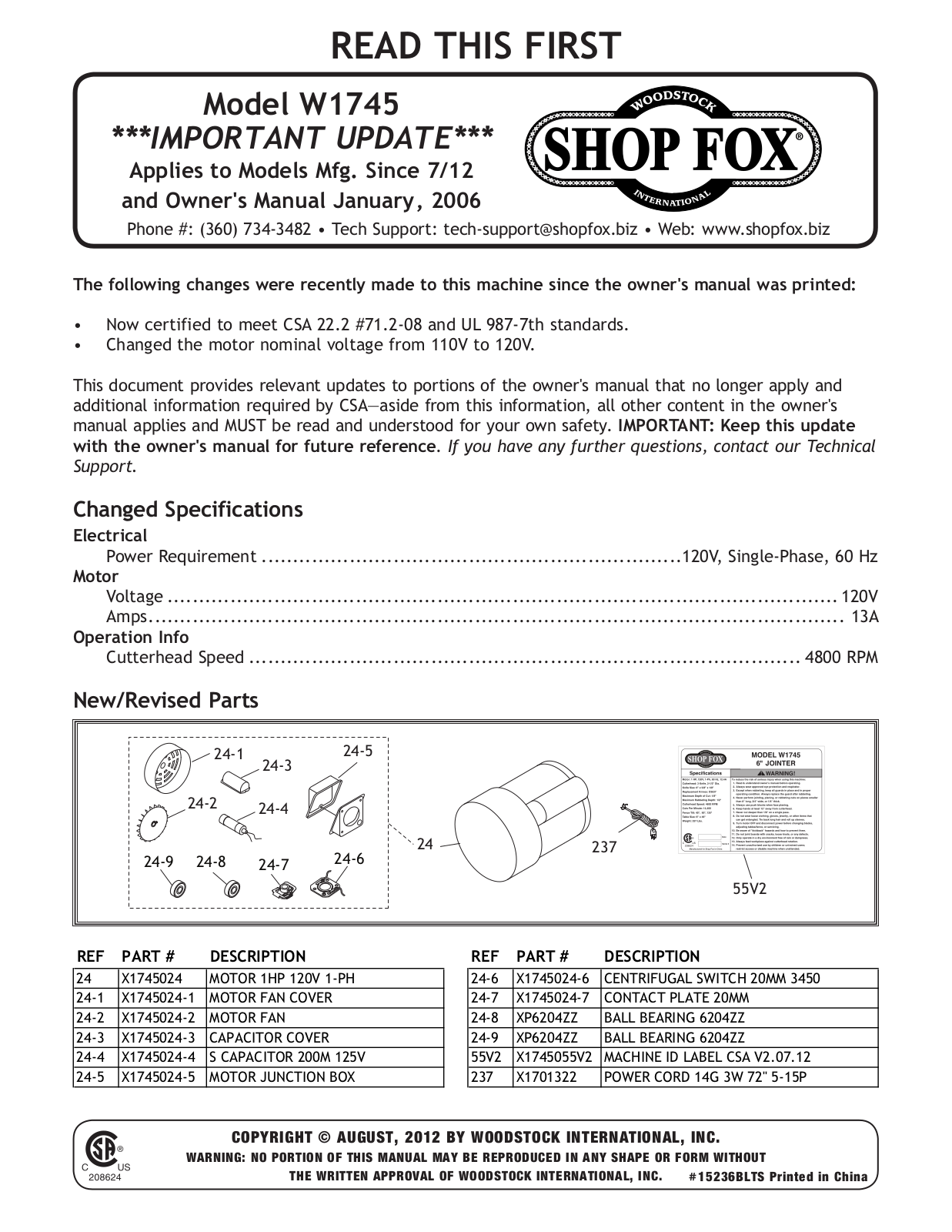 Shop Fox W1745 User guide - ManualMachine.com