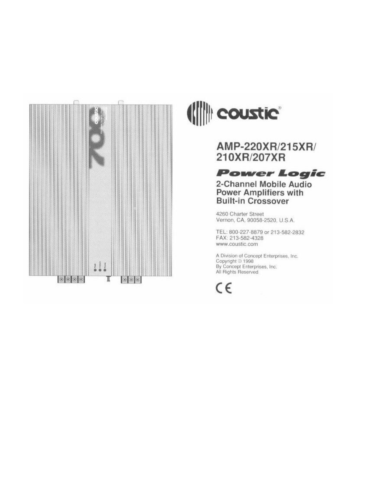 Coustic AMP-220XR, AMP215XR, AMP-210XR, AMP-207XR Instruction Manual