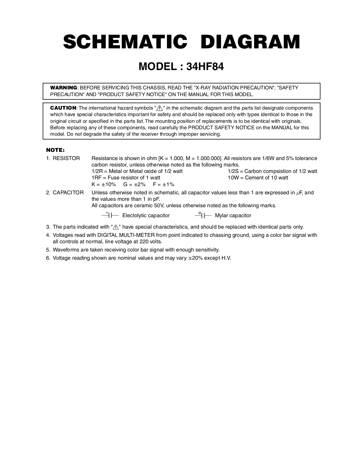 Toshiba 34HF84 Schematic