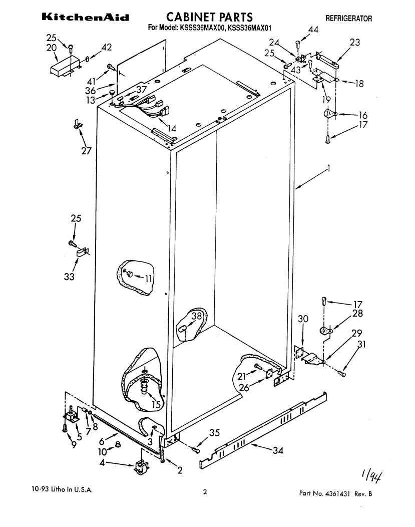 KitchenAid KSSS36MAX01 Parts List