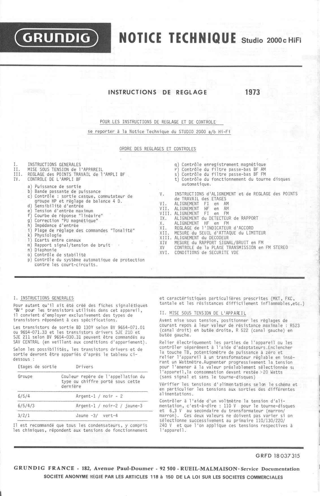 Grundig Studio-2000-C Schematic