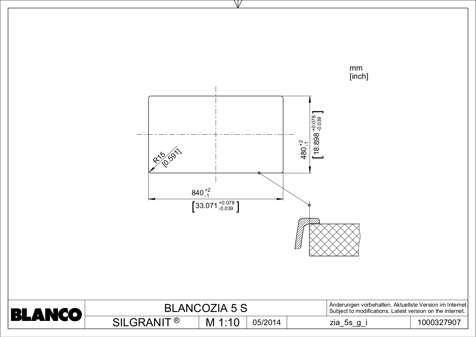 Blanco Zia 5 S Technical drawing