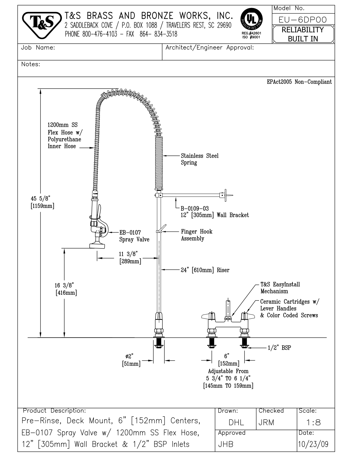 T&S Brass EU-6DP00 User Manual