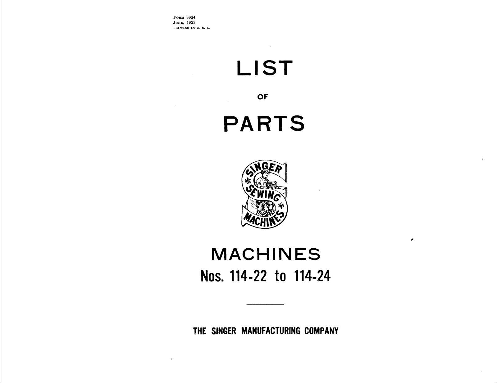 Singer 114-24, 114-22 User Manual