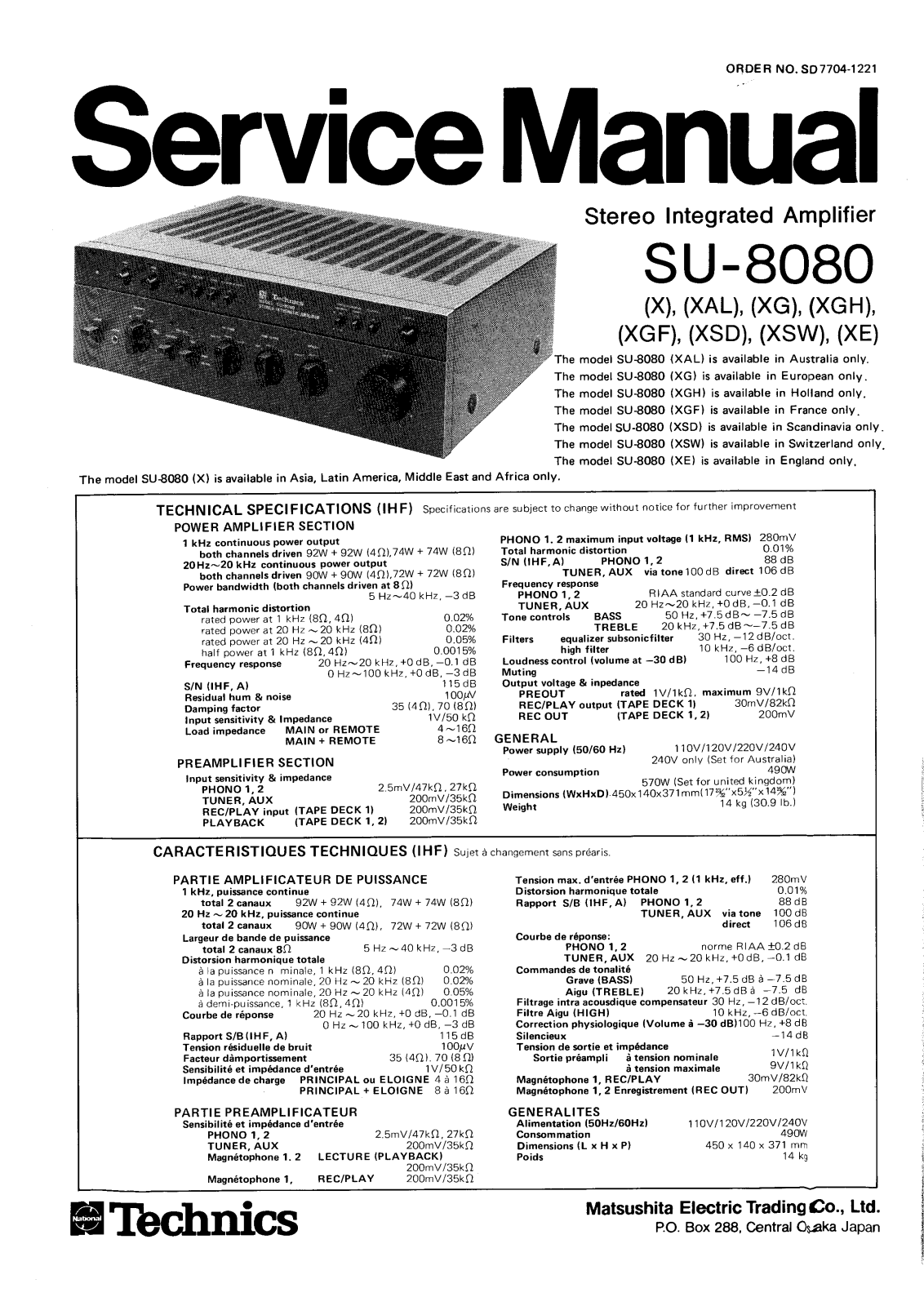 Technics SU-8080 Service Manual