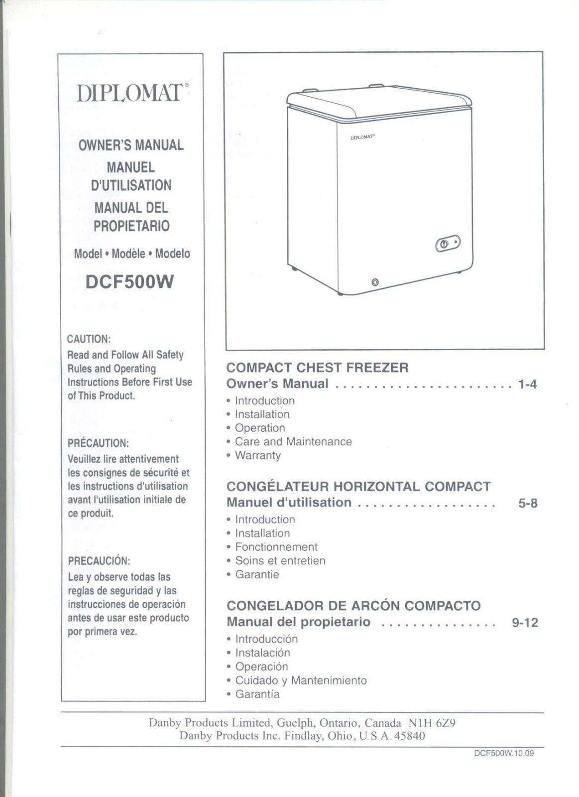 Diplomat DCF500W User Manual