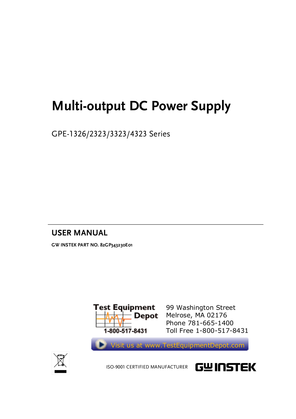 GW Instek GPE-1326 Series, GPE-2323 Series, GPE-4323 Series, GPE-3323 Series User Manual