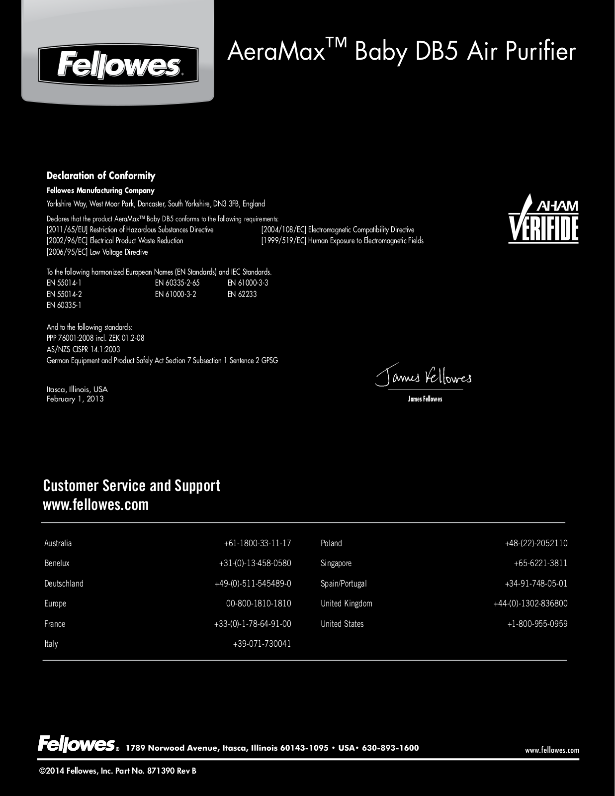 Fellowes AERAMAX DB5 User Manual