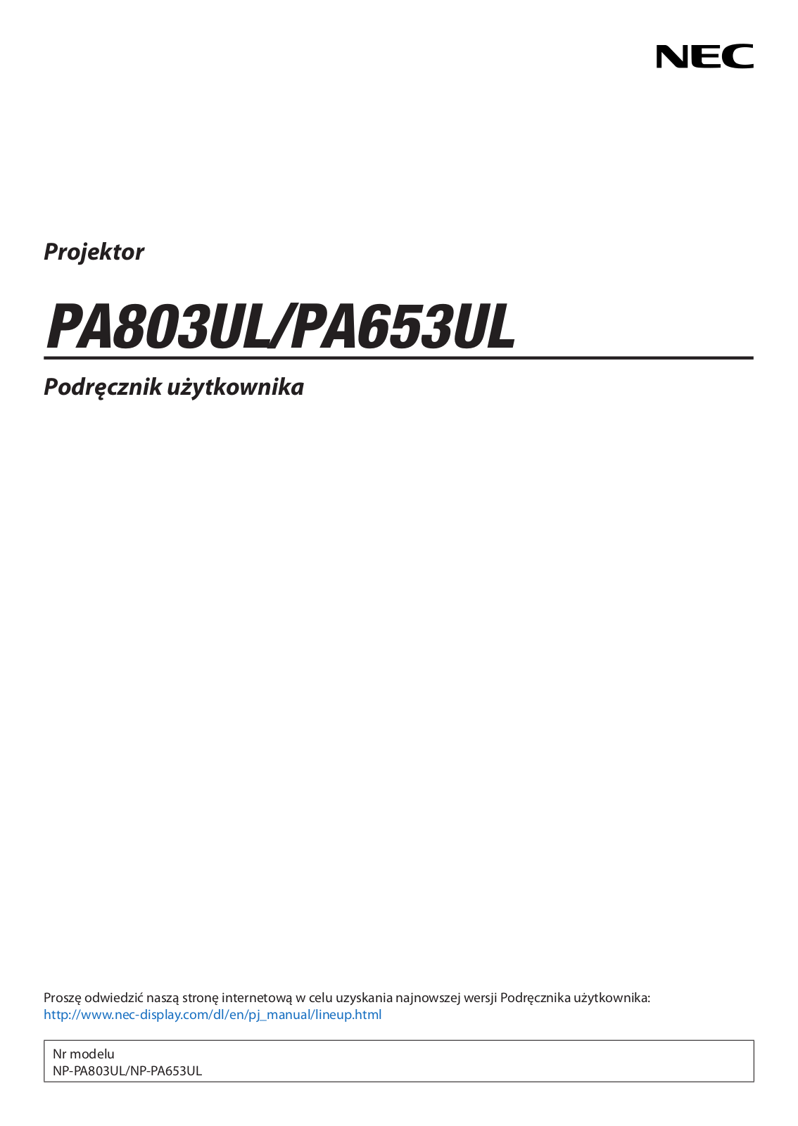 NEC PA803UL User Manual