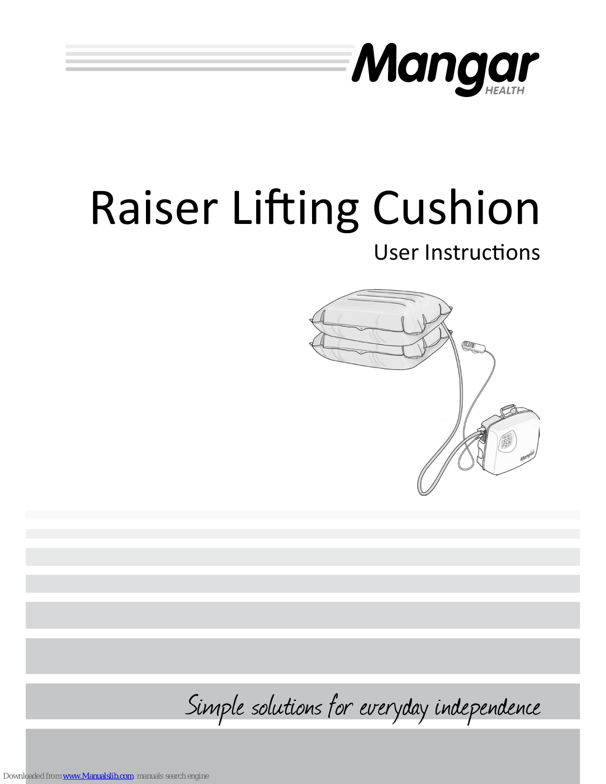 Mangar Raiser Lifting Cushion User Instructions