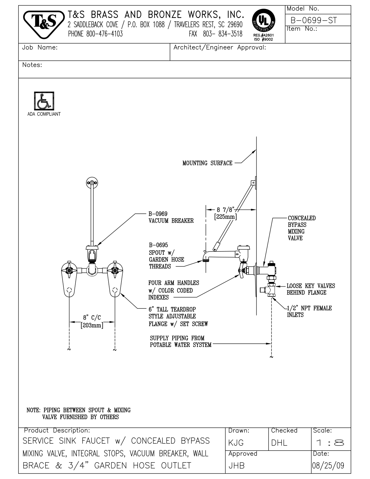 T & S Brass & Bronze Works B-0699-ST General Manual