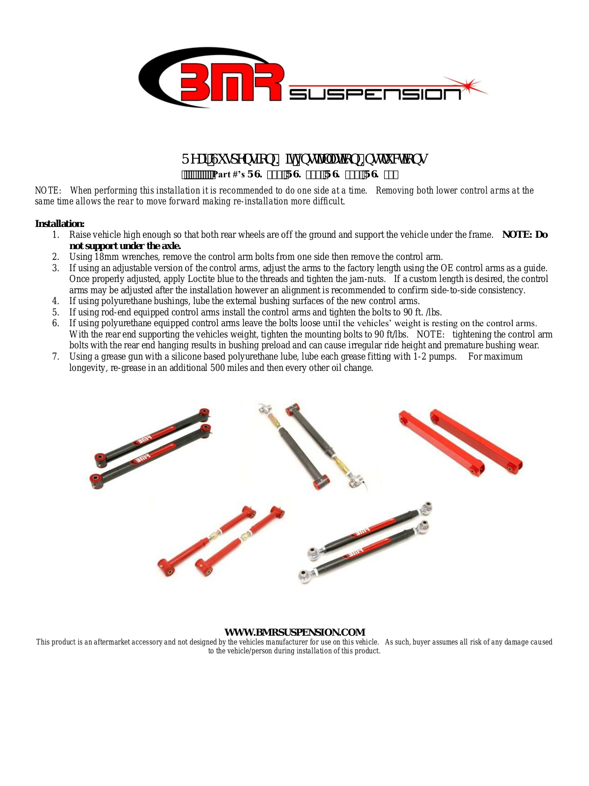 BMR Suspension RSK036 User Manual