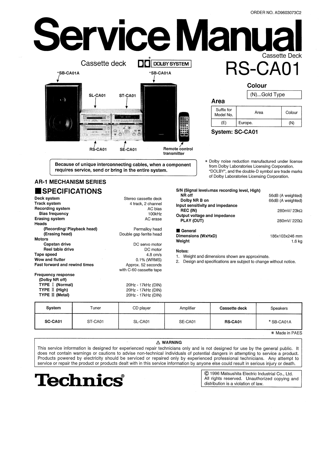 Technics RSCA-01 Service manual