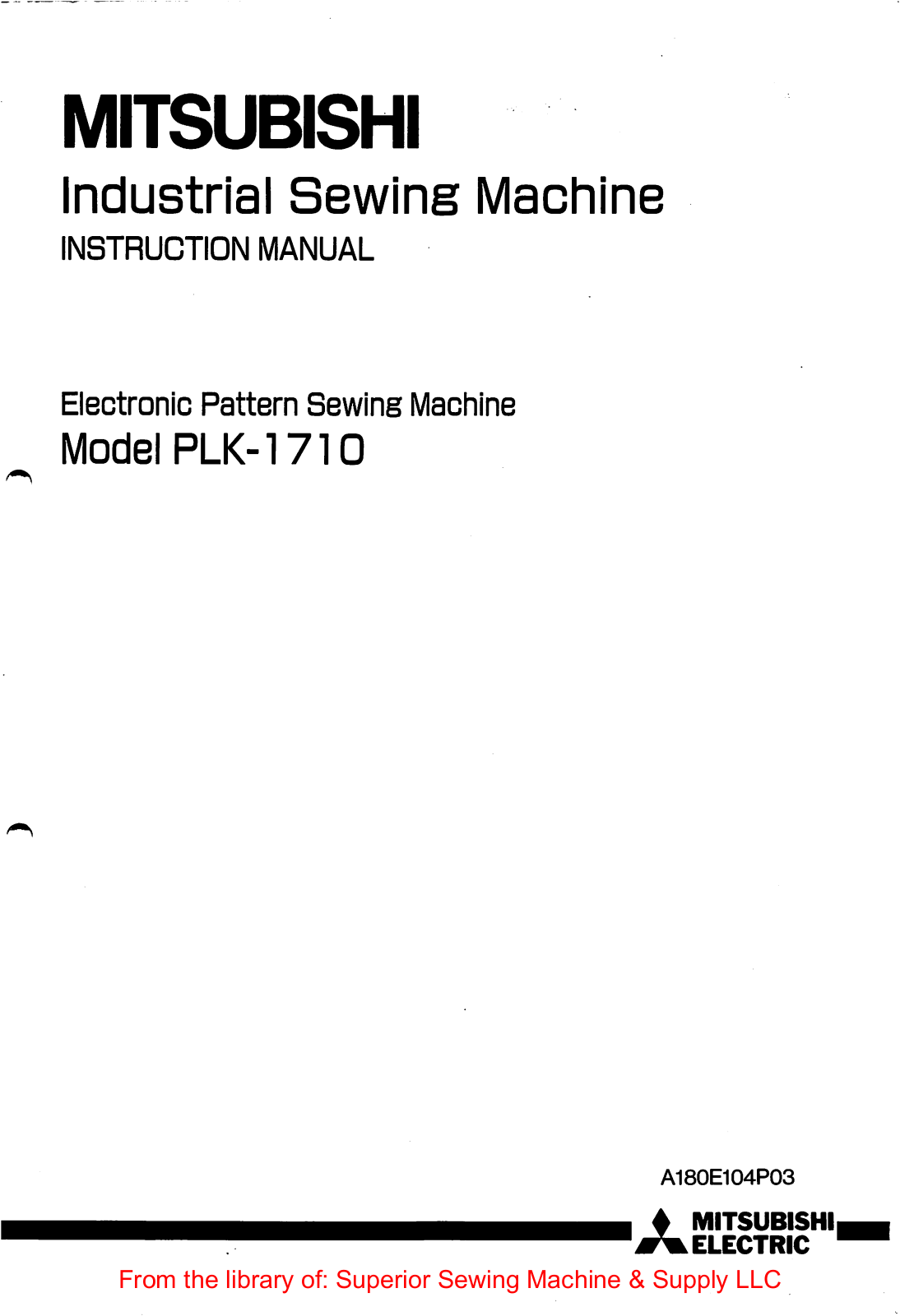 Mitsubishi PLK-1710 Instruction Manual