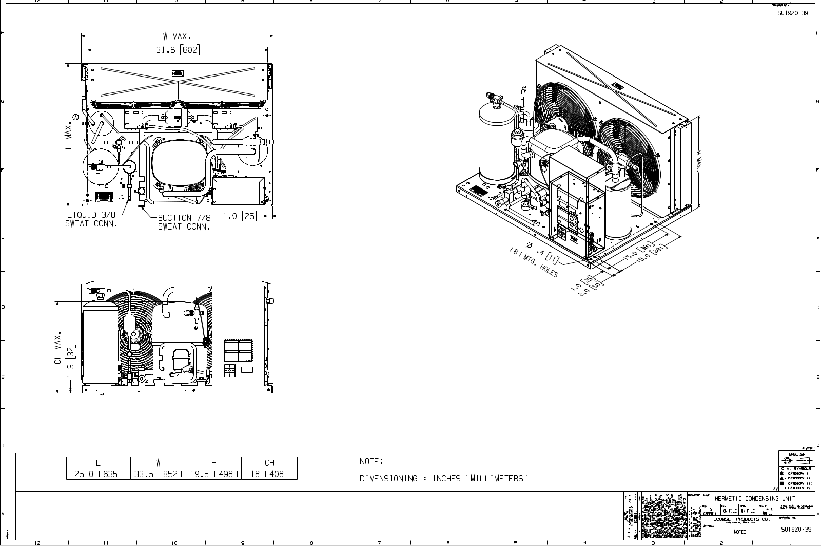 Tecumseh AVA2512ZXNXF, AVA2512ZXTXF Drawing Data