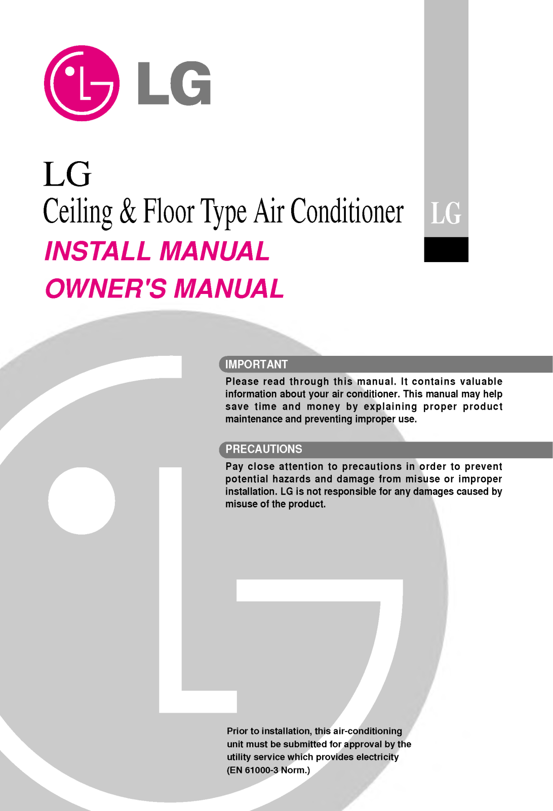 LG LV-C3681CL, LV-D4881CL, LV-C3681HL, LV-D6081CL, LV-D4881HL Manual