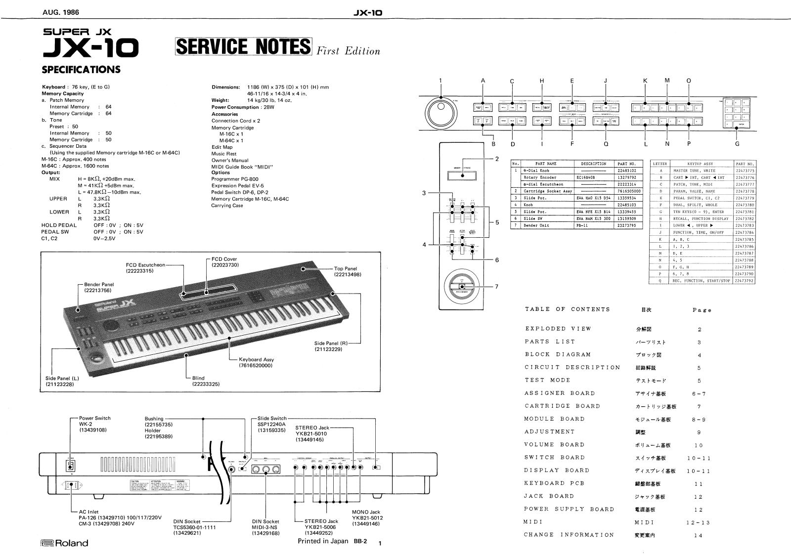 Roland JX-10 Service Manual