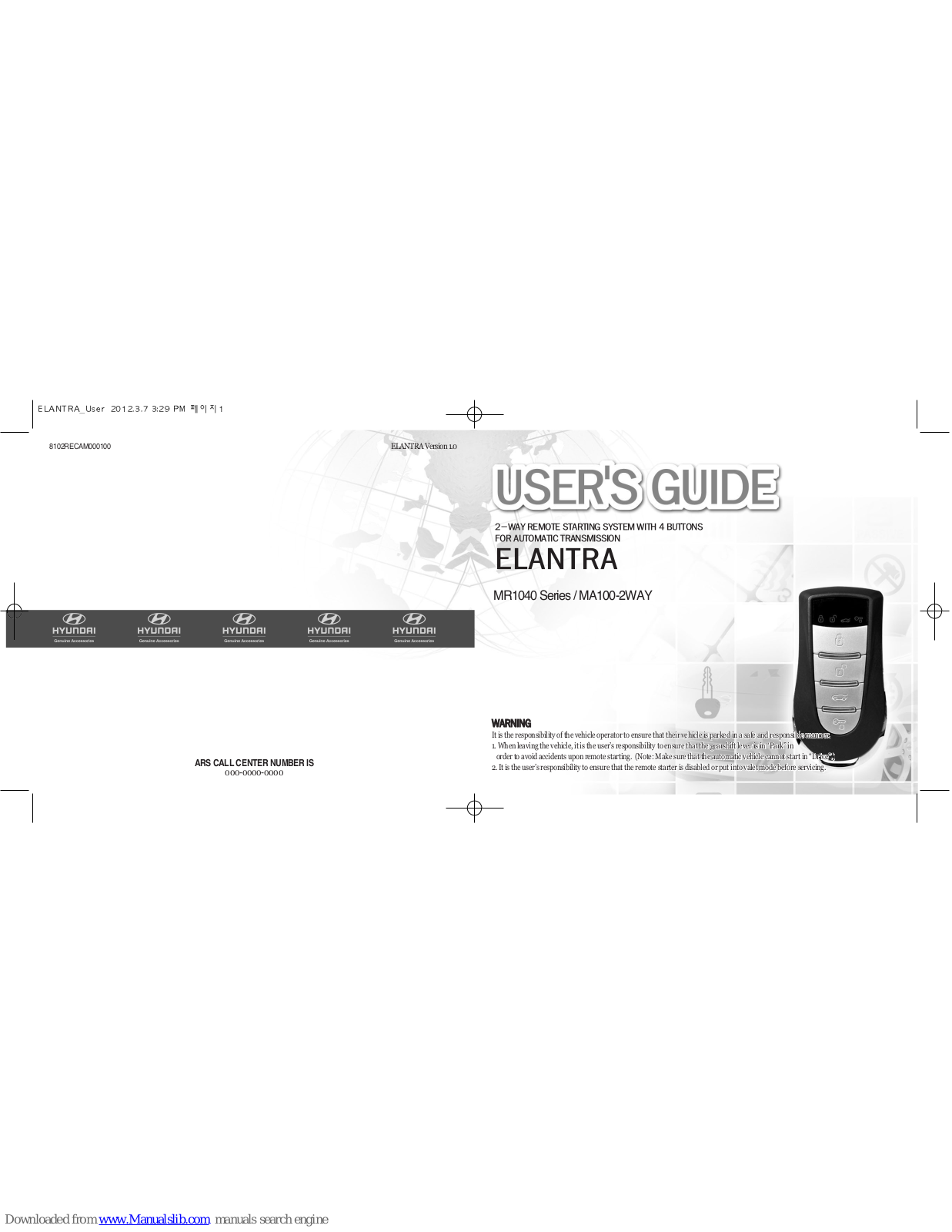 Elantra MA100-2WAY User Manual