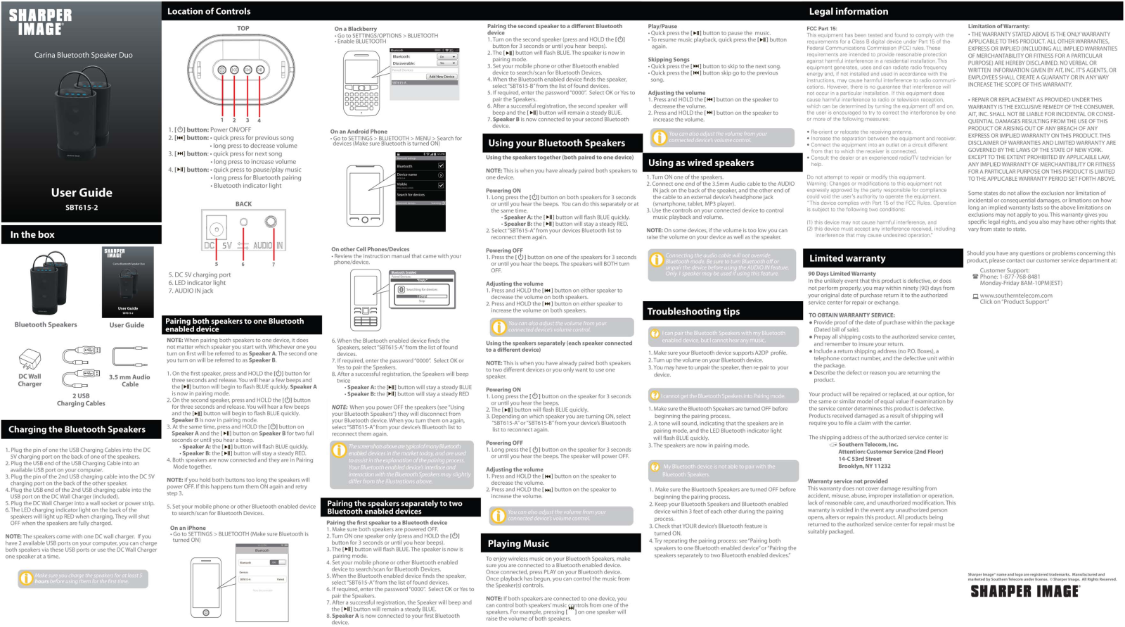 Sharper image SBT615-2 User Manual