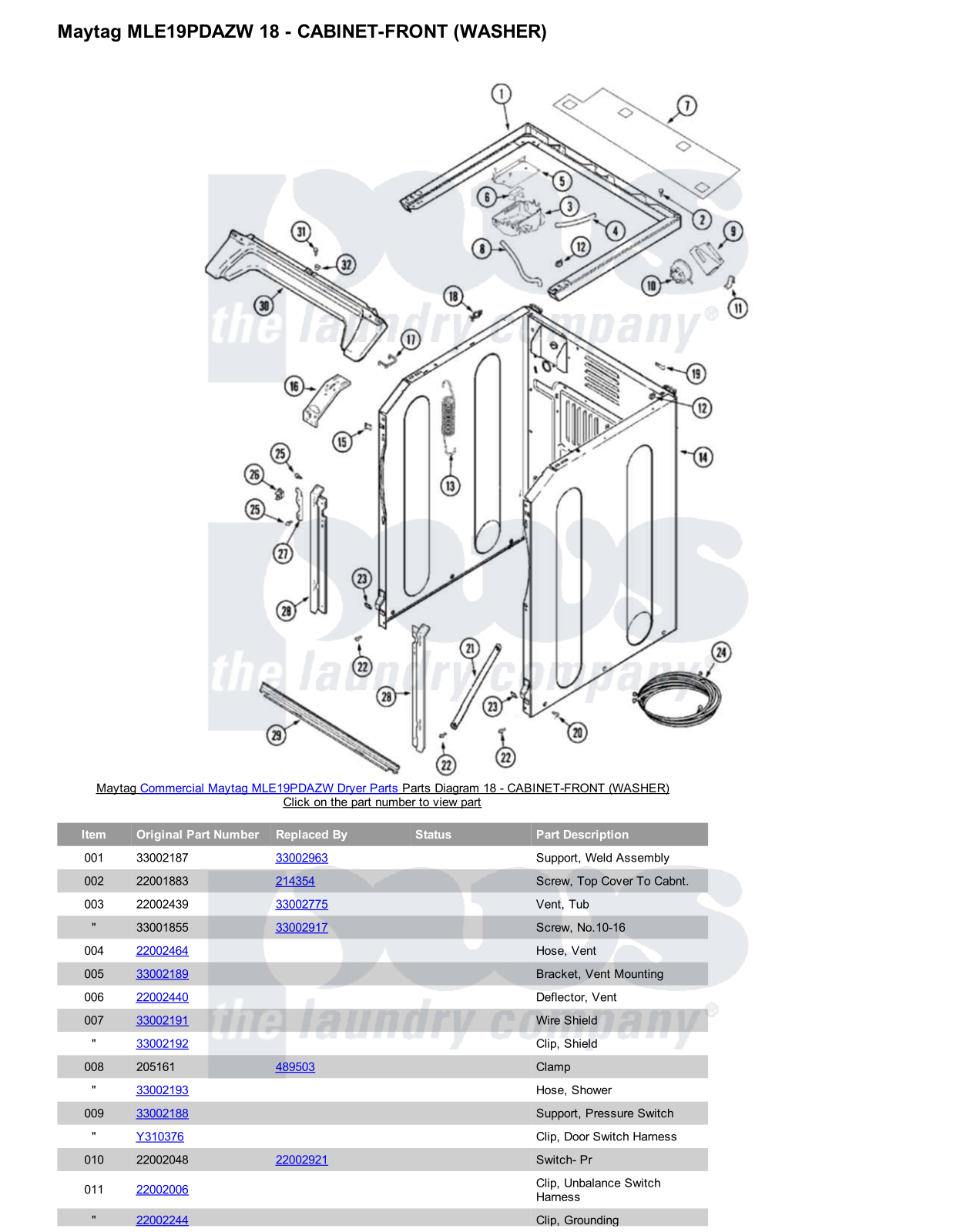 Maytag MLE19PDAZW Parts Diagram