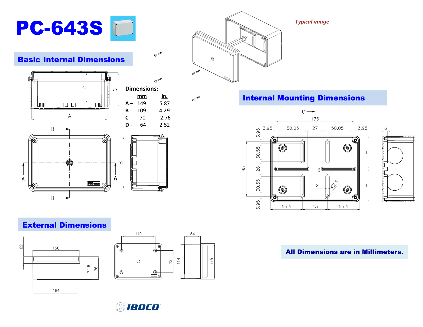 Iboco PC-643S Dimensional Sheet