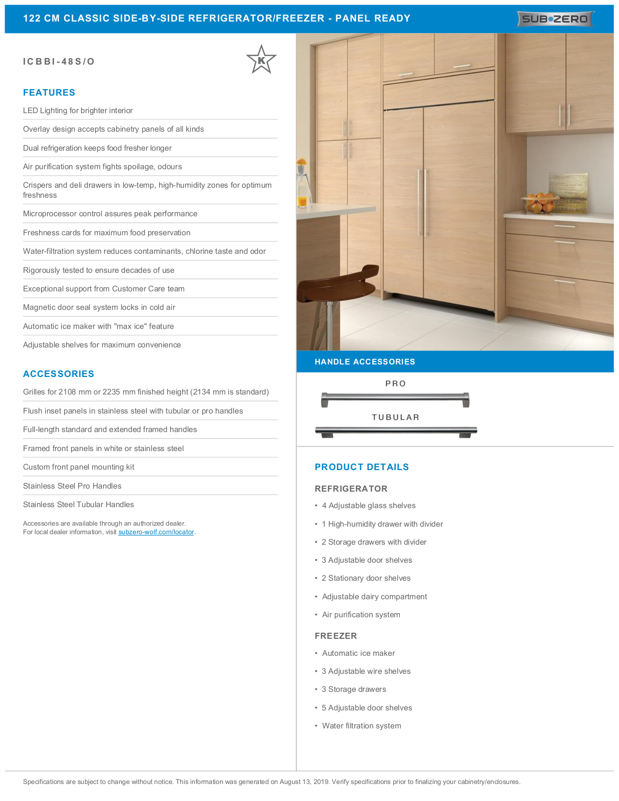 Sub-Zero ICBBI48SO Datasheet