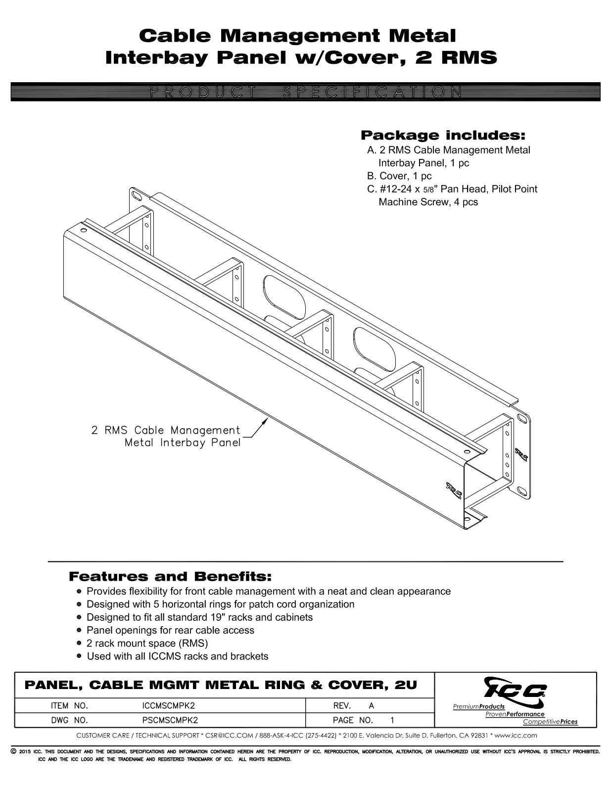 ICC ICCMSCMPK2 Specsheet - ManualMachine.com