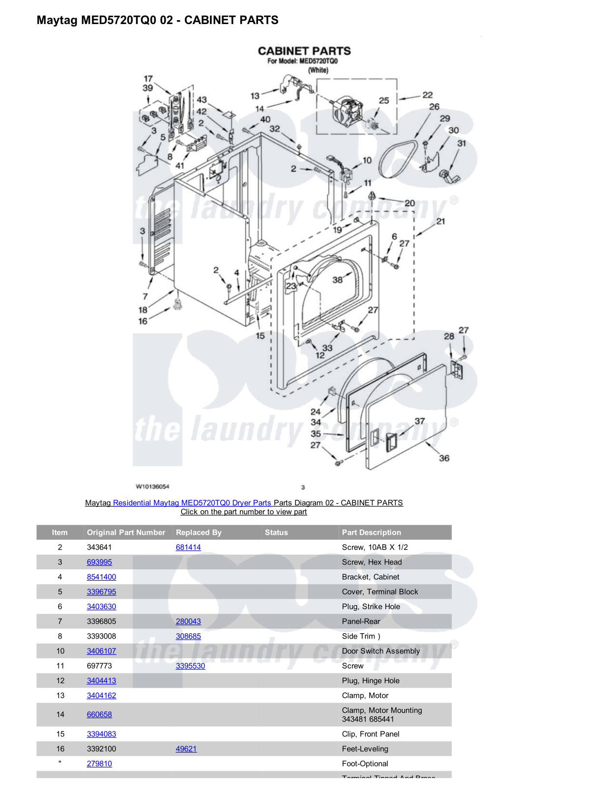 Maytag MED5720TQ0 Parts Diagram