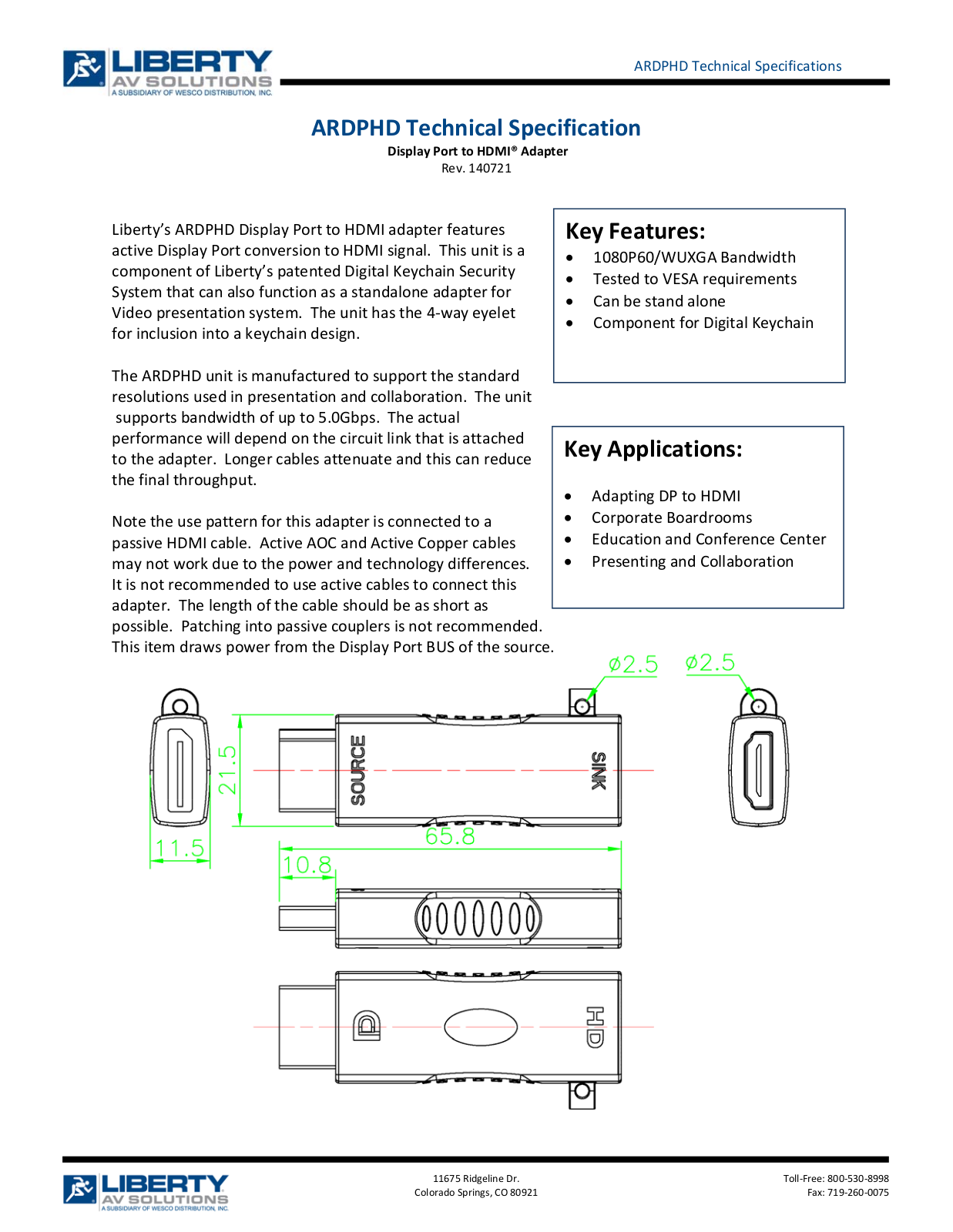 Liberty AV DL-AR6922 Datasheet