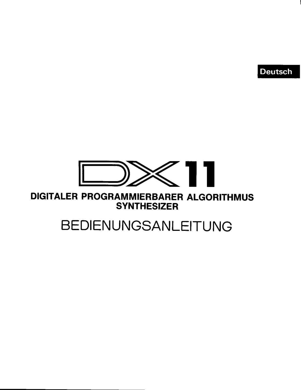 Yamaha DX11 User Manual