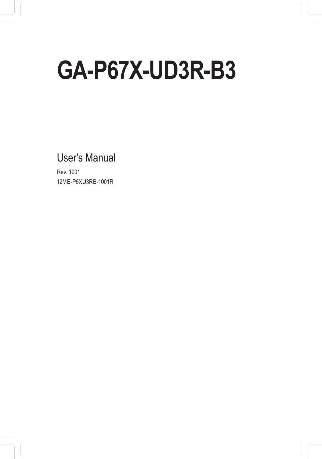 Gigabyte GA-P67X-UD3R-B3 (rev. 1.0) User Manual