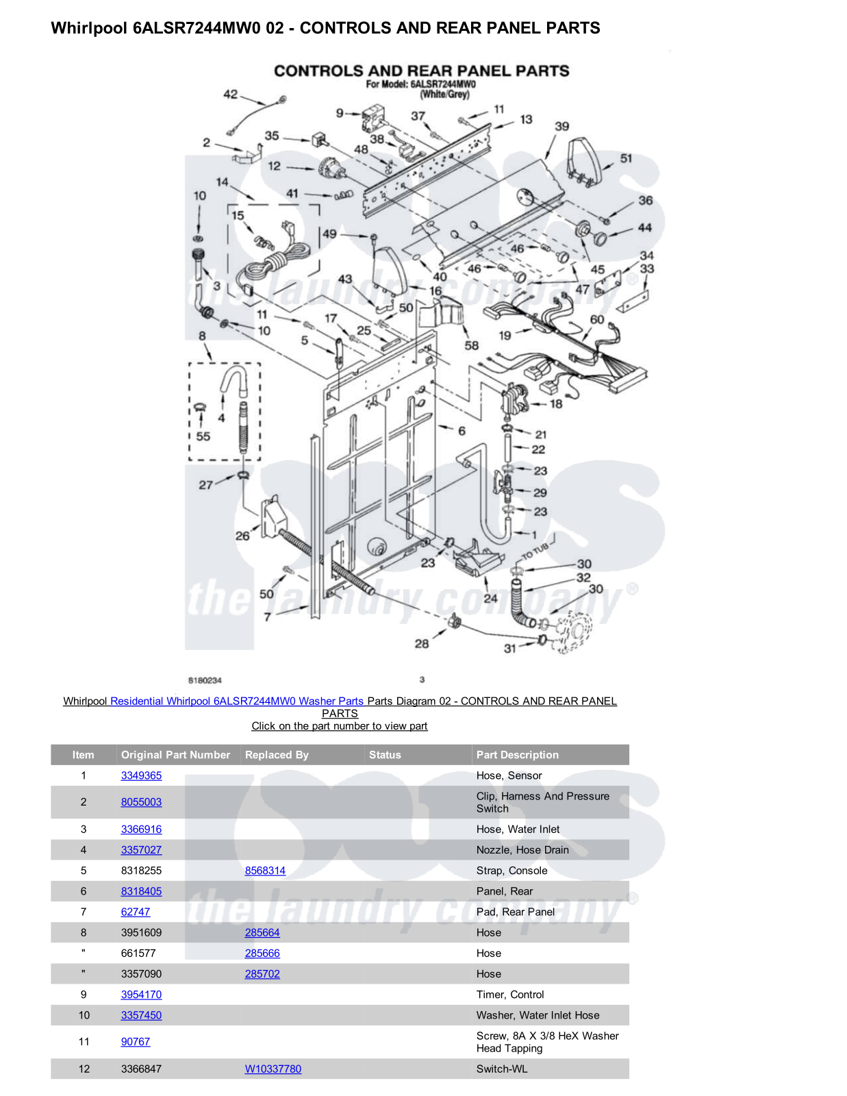 Whirlpool 6ALSR7244MW0 Parts Diagram