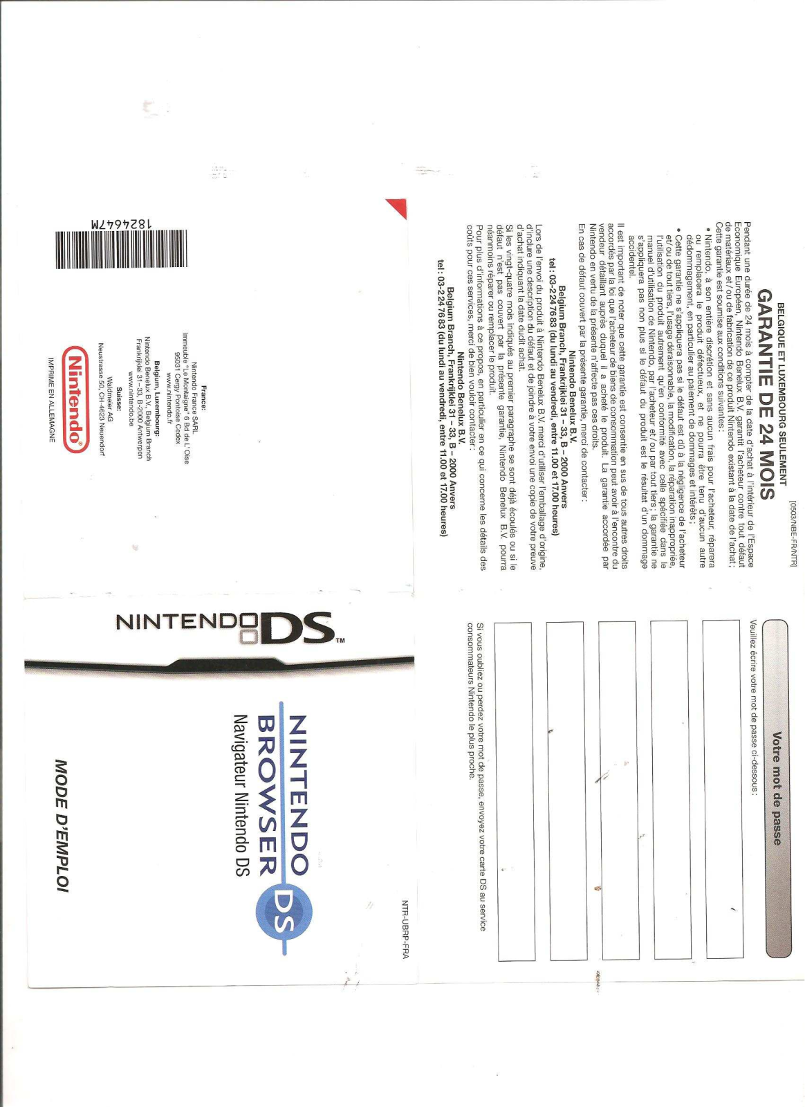 NINTENDO NAVIGATEUR BROWSER DS LITE User Manual